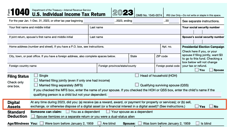 Form 1040 Tax Responsibilities for Crypto Gambling