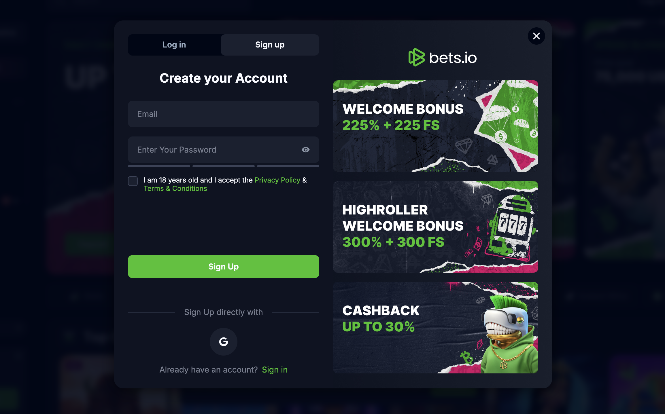 Bets.io SignUp